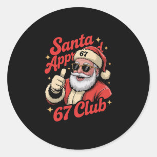 Lustiges Weihnachten 67 Santa - Retro Santa Approv Runder Aufkleber