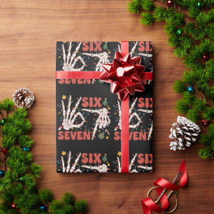 Lustiges Weihnachten 67 Skelett Hand Sechs Sieben Geschenkpapier