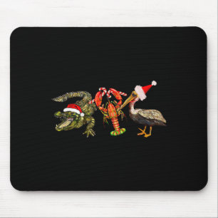 Lustiges Weihnachten Alligator Pelikan Krebs Feier Mousepad