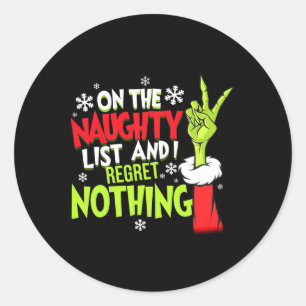Lustiges Weihnachten auf der unartigen Liste und i Runder Aufkleber