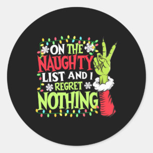 Lustiges Weihnachten auf der unartigen Liste Und i Runder Aufkleber