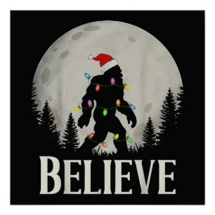 Lustiges Weihnachten Bigfoot Santa Mond Sasquatch Poster