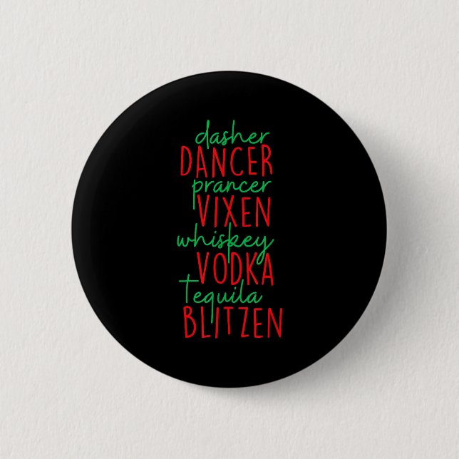 Lustiges Weihnachten Dasher Dancer Prancer Vixen W Button (Vorderseite)