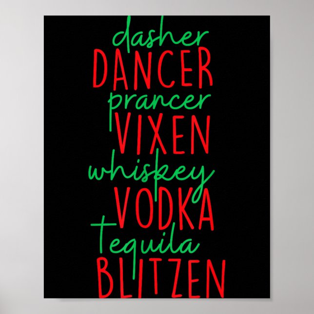 Lustiges Weihnachten Dasher Dancer Prancer Vixen W Poster (Vorne)