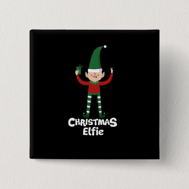 Lustiges Weihnachten Elfie Button (Vorderseite)