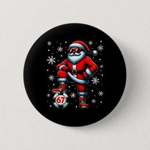 Lustiges Weihnachten Fußball Cool Santa Claus 6 7  Button