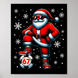 Lustiges Weihnachten Fußball Cool Santa Claus 6 7 Poster