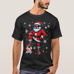 Lustiges Weihnachten Fußball Cool Santa Claus 6 7 T-Shirt