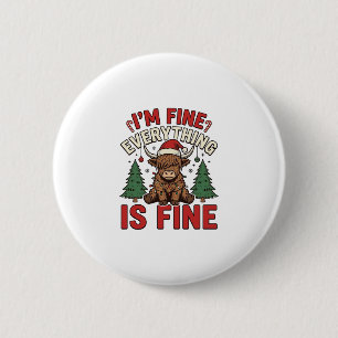 Lustiges Weihnachten Highland-Kuh Mir geht's gut A Button