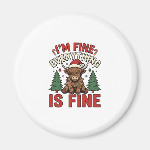 Lustiges Weihnachten Highland-Kuh Mir geht's gut A Magnet