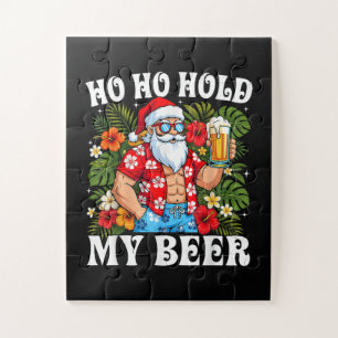 Lustiges Weihnachten Ho Ho Halt Mein Bier Santa Puzzle