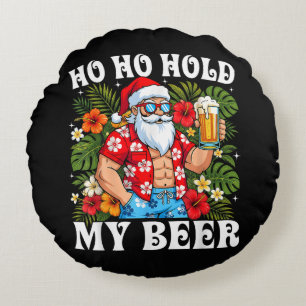 Lustiges Weihnachten Ho Ho Halt Mein Bier Santa Rundes Kissen