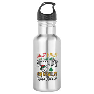 Lustiges Weihnachten-Hund Attitude Zitat Vintage-S Edelstahlflasche