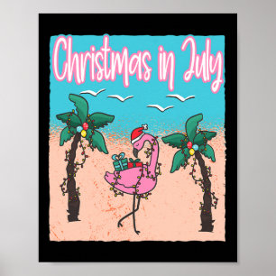 Lustiges Weihnachten im Juli Flamingo Beach Weihna Poster
