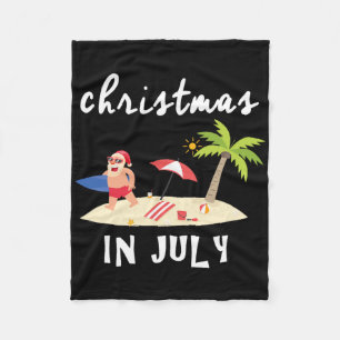 Lustiges Weihnachten im Juli mit Surfing Santa Ges Fleecedecke