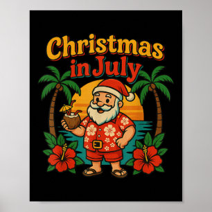 Lustiges Weihnachten im Juli Patriotischer Sommer Poster