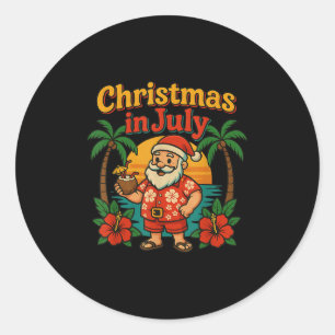 Lustiges Weihnachten im Juli Patriotischer Sommer Runder Aufkleber