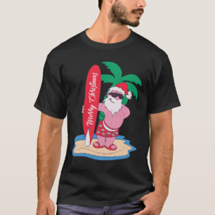 Lustiges Weihnachten im Juli Santa Claus surft auf T-Shirt