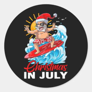Lustiges Weihnachten im Juli Santa Surft Sommerstr Runder Aufkleber
