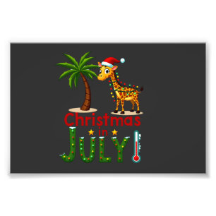 Lustiges Weihnachten im Juli-Shirt Santa Giraffe P Fotodruck