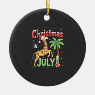 Lustiges Weihnachten im Juli-Shirt Santa Giraffe P Keramik Ornament