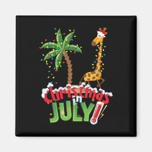 Lustiges Weihnachten im Juli-Shirt Santa Giraffe P Magnet