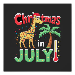 Lustiges Weihnachten im Juli-Shirt Santa Giraffe P Poster