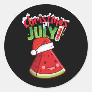 Lustiges Weihnachten im Juli-Shirt Sommer Wasserme Runder Aufkleber