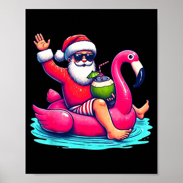 Lustiges Weihnachten im Juli Sommer Flamingo Float Poster (Vorne)
