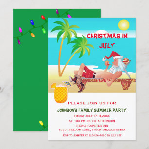 Lustiges Weihnachten im Juli Sommer- oder Strandpa Einladung