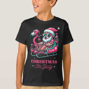 Lustiges Weihnachten im Juli Sommer Santa Flamingo T-Shirt