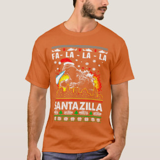 Lustiges Weihnachten Santazilla japanischer Monste T-Shirt
