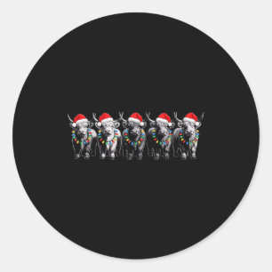Lustiges Weihnachten Schottisches Hochlandkuh Xmas Runder Aufkleber