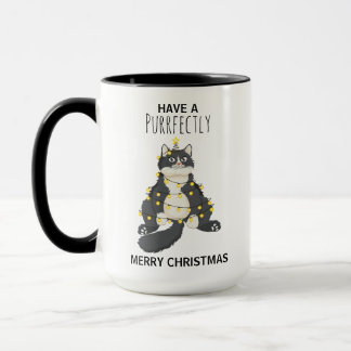 Lustiges Weihnachten Schwarze Katze Einfacher Wint Tasse