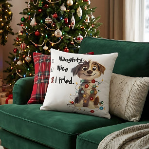 Lustiges Weihnachten Unartig oder Artig Hundekisse Kissen