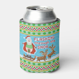 Lustiges Weihnachten Weihnachtsmann, der durch Dosenkühler