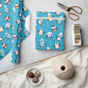 Lustiges Weihnachten Winter Pinguine Geschenkpapier