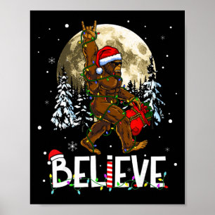 Lustiges Weihnachten Xmas Bigfoot Glaubt Sasquatch Poster