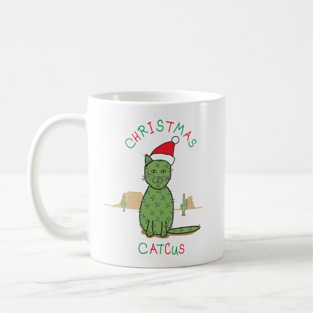 Lustiges "WeihnachtenCatcus" Kaktus-Zeichnen Kaffeetasse (Links)