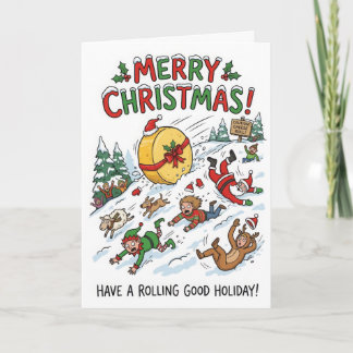 Lustiges Weihnachts-Käserollen – Santa & Elfen Karte