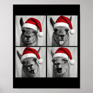 Lustiges Weihnachts-Lama-Santa-Photobooth Poster