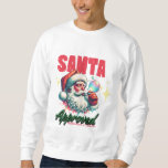 🎅 Lustiges Weihnachts-Shirt – Santa Approved Sweatshirt<br><div class="desc">Dieses humorvolle Weihnachts-T-Shirt zeigt einen Retro-Santa,  der Seifenblasen bläst,  mit dem coolen Spruch „Santa Approved“. Ideal für Weihnachtsfeiern,  als Geschenk oder einfach für alle,  die Weihnachten mit einem Augenzwinkern feiern. Wenn der Weihnachtsmann „Ja“ sagt,  ist der Deal perfekt!</div>