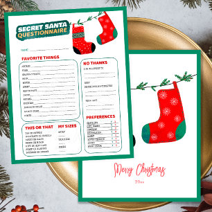 Lustiges Weihnachts-Spiel Secret Santa Fragebogen