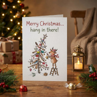 Lustiges Weihnachts-Whimsy-Hand gezeichnetes Renti Karte