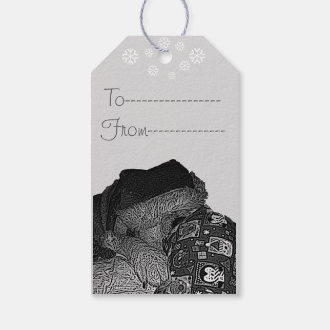 lustiges Weihnachtsbild eines niedlichen Hundes Geschenkanhänger (Rückseite)