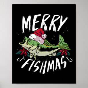 Lustiges Weihnachtsdesign B Angeln - Frohe Fi Poster