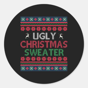 Lustiges Weihnachtsdesign Hässliches Xmas Sweater Runder Aufkleber