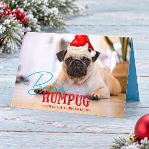 Lustiges Weihnachtsfoto von einem Pug-Hund Bah Hum Feiertagskarte