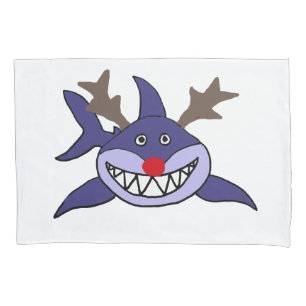Lustiges Weihnachtshaifisch-Ren Kissenbezug
