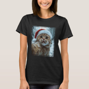Lustiges Weihnachtskatze-Selfie-Santa-Hut-Design T-Shirt